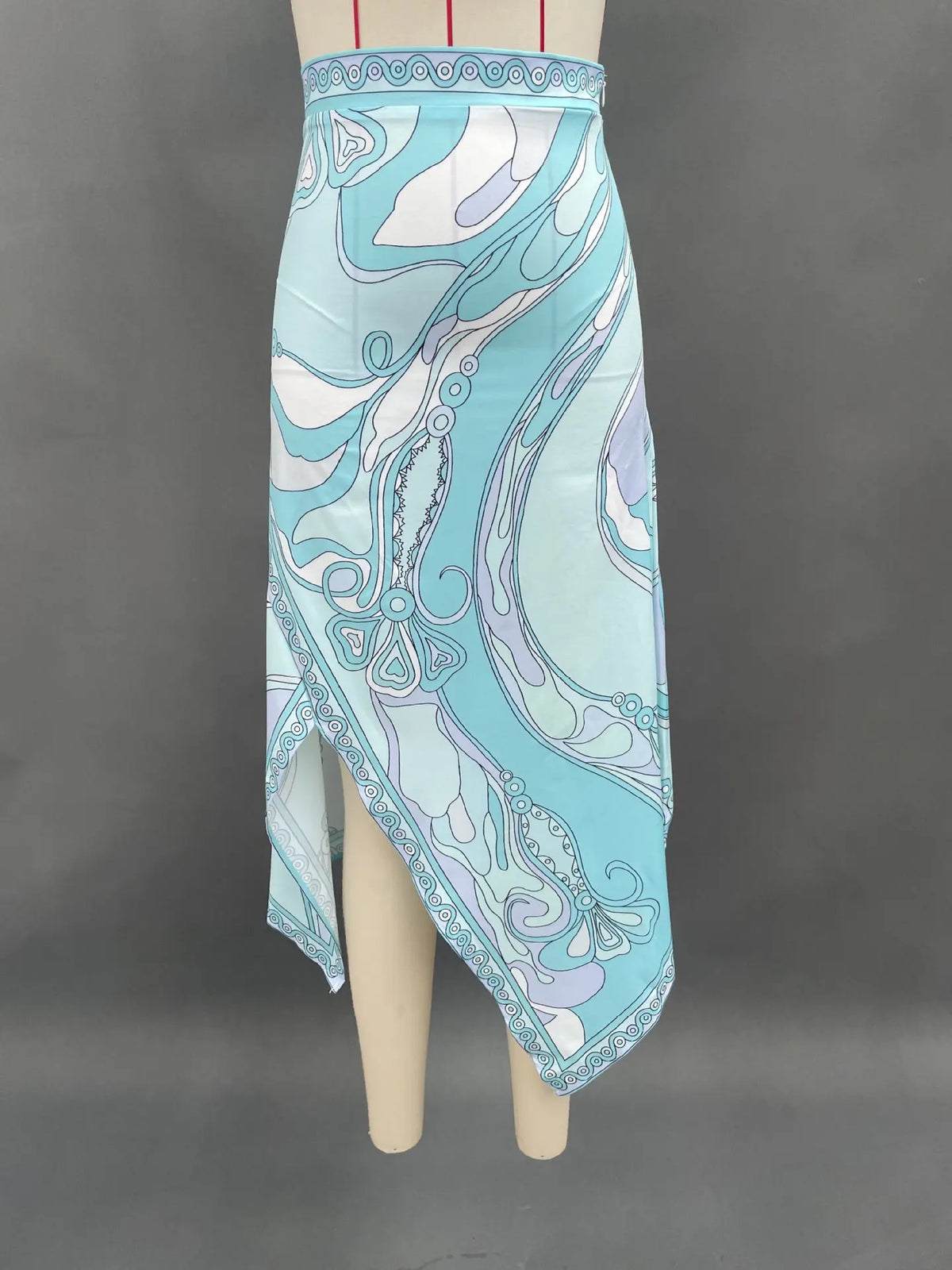 Irregular Satin Print Suit Women Halter Neck Lace Up Tank Top Midi Skirt 2 Pieces Set 2026 New Lady Summer Casual Vacation Wear