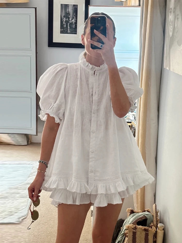 White puff sleeve set