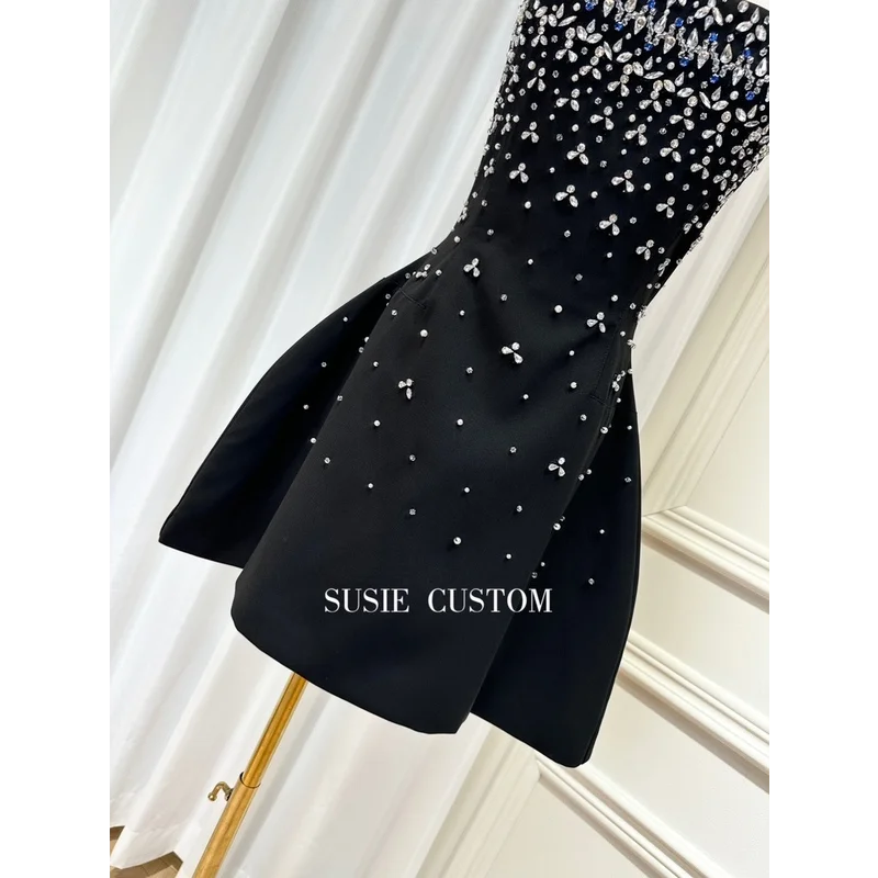 Fishbone Design Diamond Decorated A-Line Gown Heavy Embellishment Strapless Ball Gown Skirt Flounce Summer Dress
