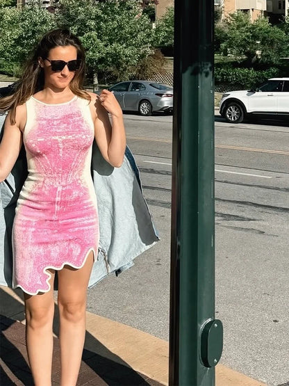 1 celebrity Wavy Pink Elegant  Dress