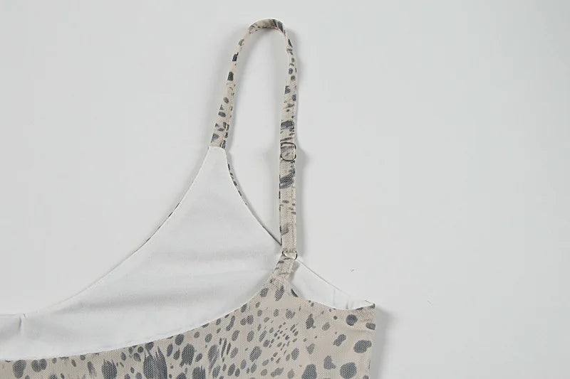 Women Summer Leopard Print Cami Maxi Dress High Waist Casual Beach Vacation Dress