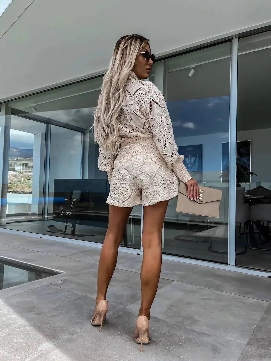 Lace Shorts Two Pieces Set
