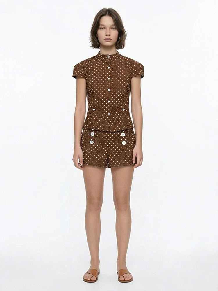 Summer shorts set brown