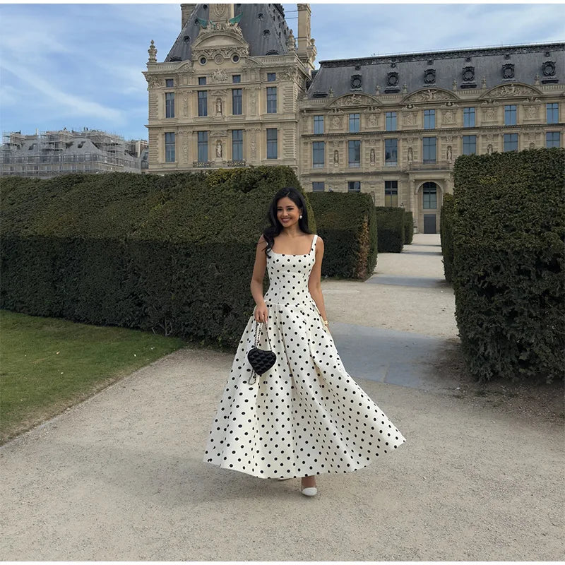 Elegant Women Polka Dot Midi