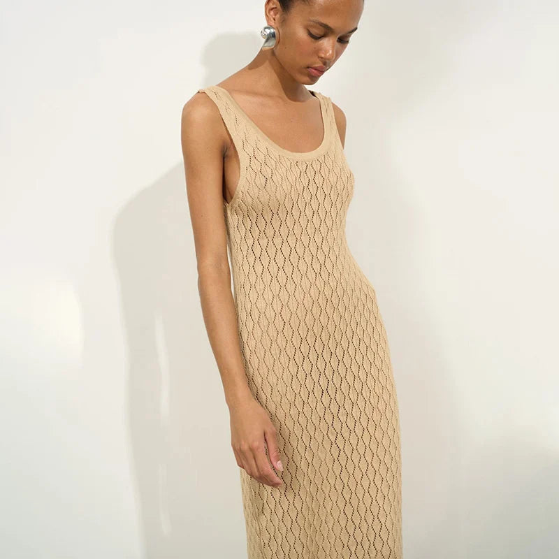 Long Knit Yellow Dress