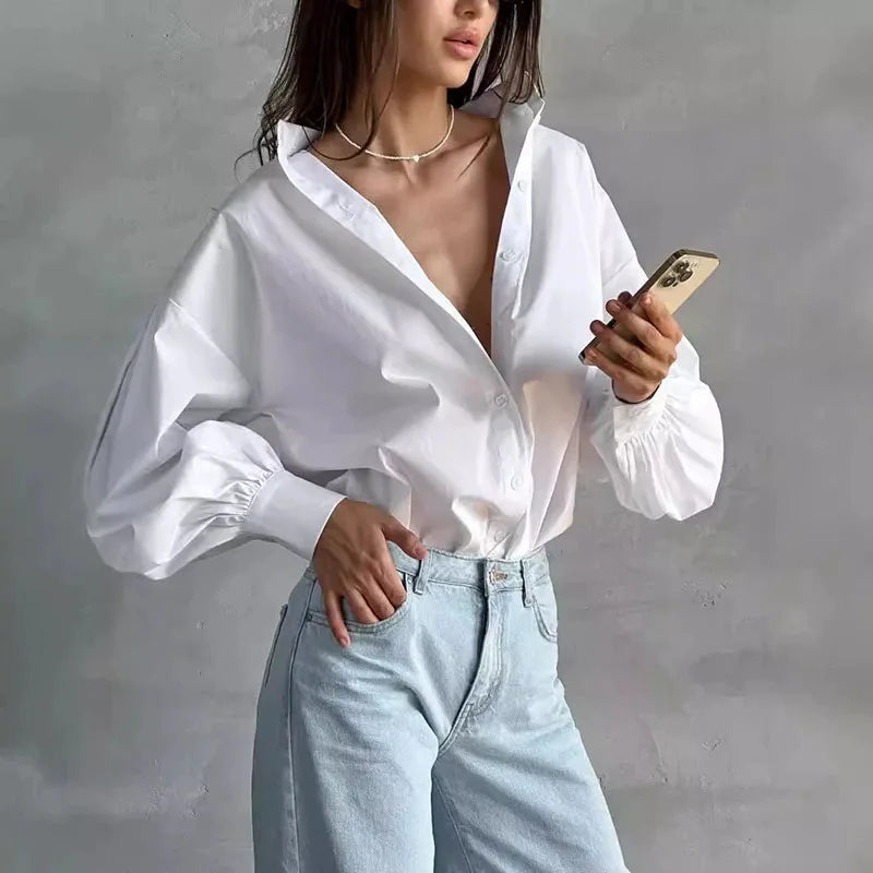 Lantern Sleeve Oversized Blouse