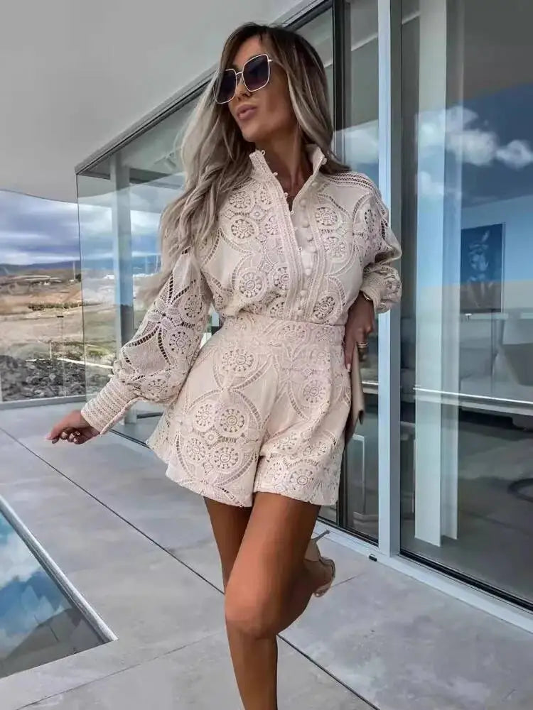 Lace Shorts Two Pieces Set