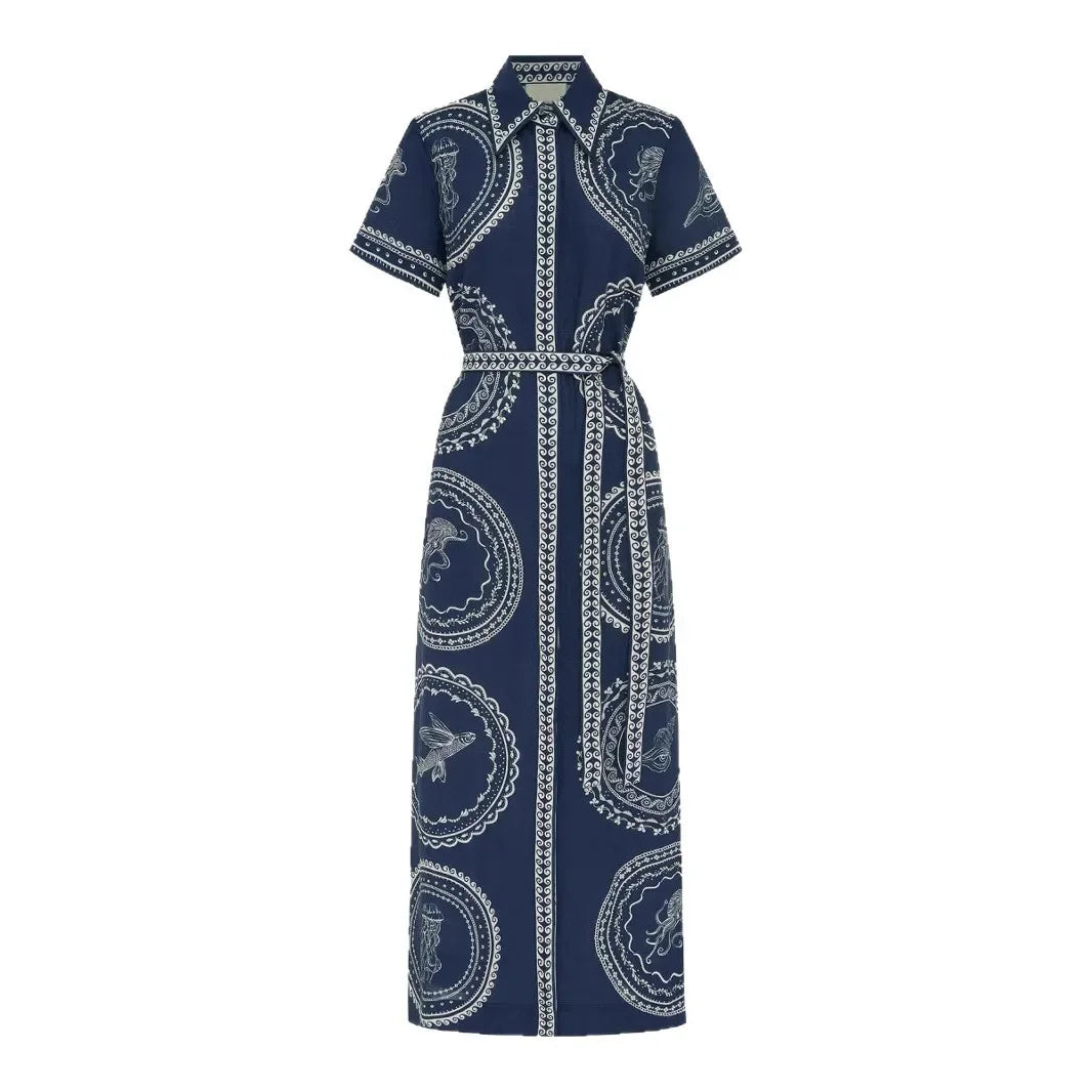 Alemais Linen Open Waist Cinched Dress