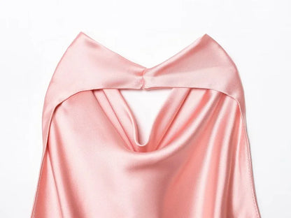 SS25 Halter Satin backless Tops