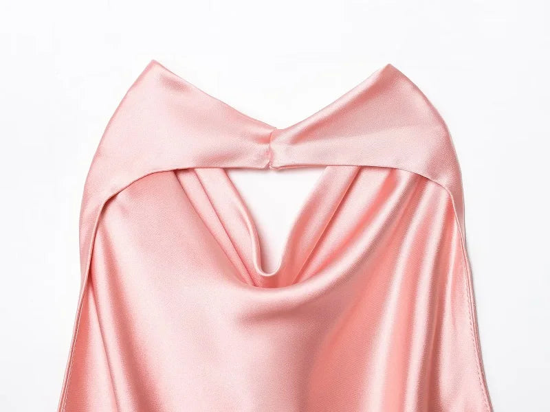 SS25 Halter Satin backless Tops - Shellss
