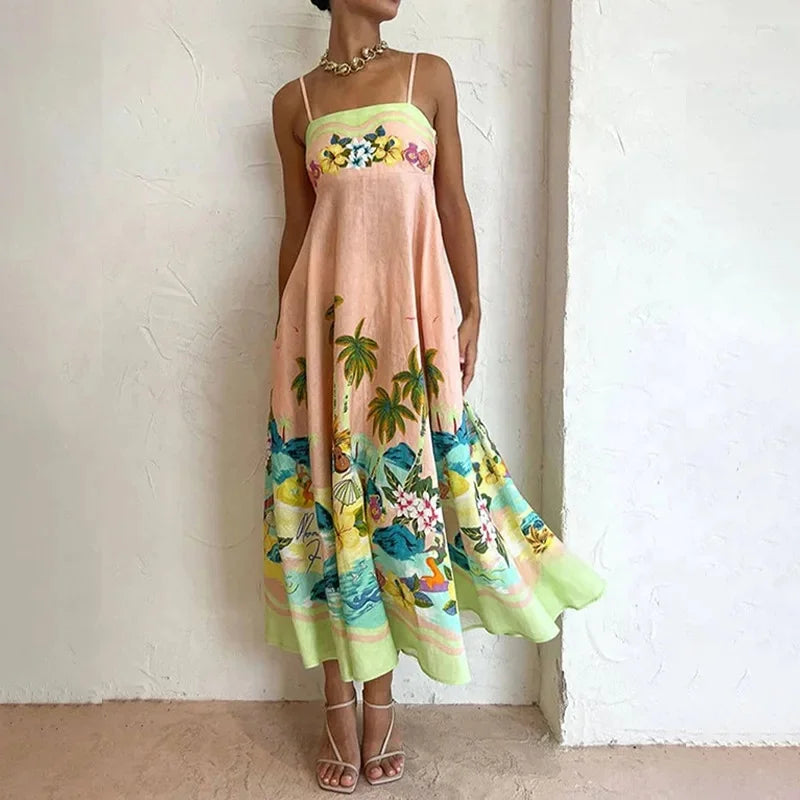 Graffiti multi Print summer Midi paradise
