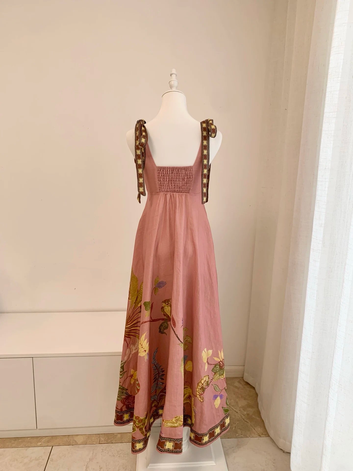 2026 Women Linen Pink Zuli Ballet Strapless  Long Dress
