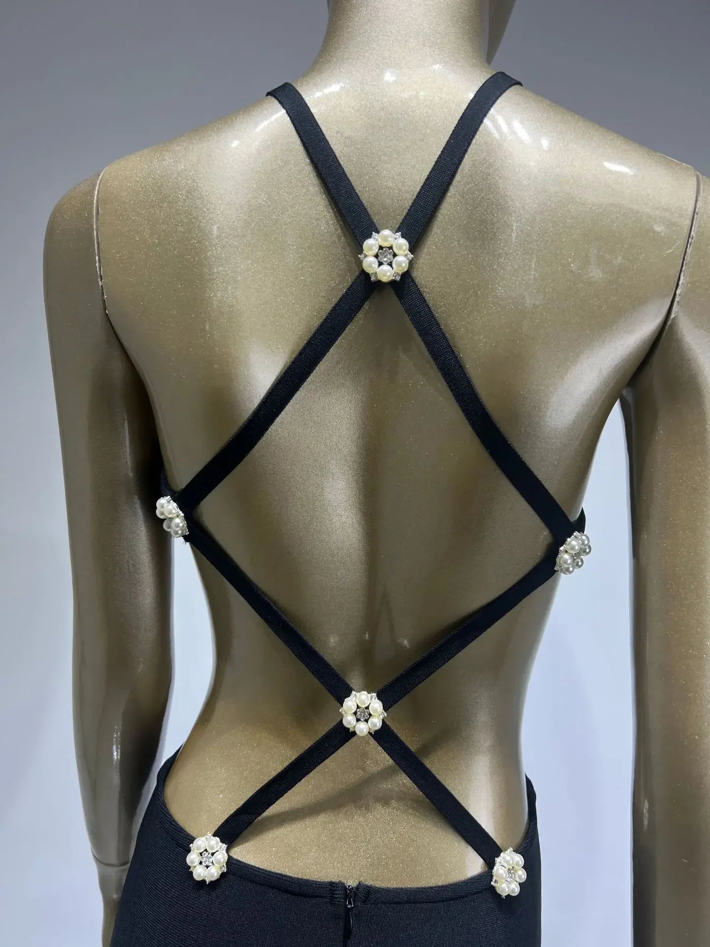 Sexy Black Miniature Black Dress Hot Sale Of The Season New Style Wrap Skirt Super Short Party Gown Diamond Back Hanging Neck Wa