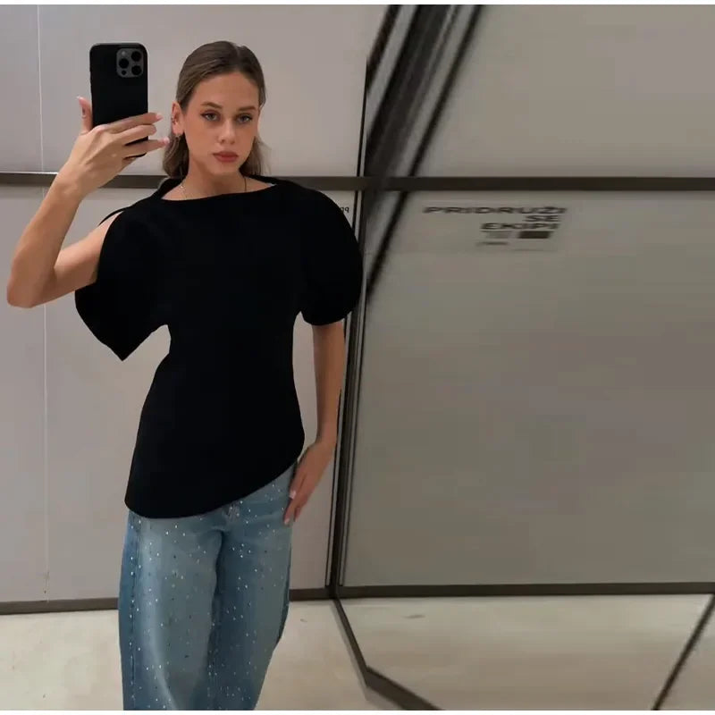 Asymmetrical puff Zara top