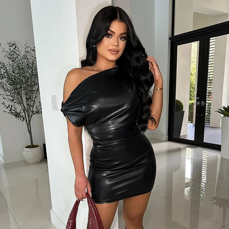 Offshoulder faux leather