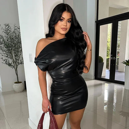 Offshoulder faux leather