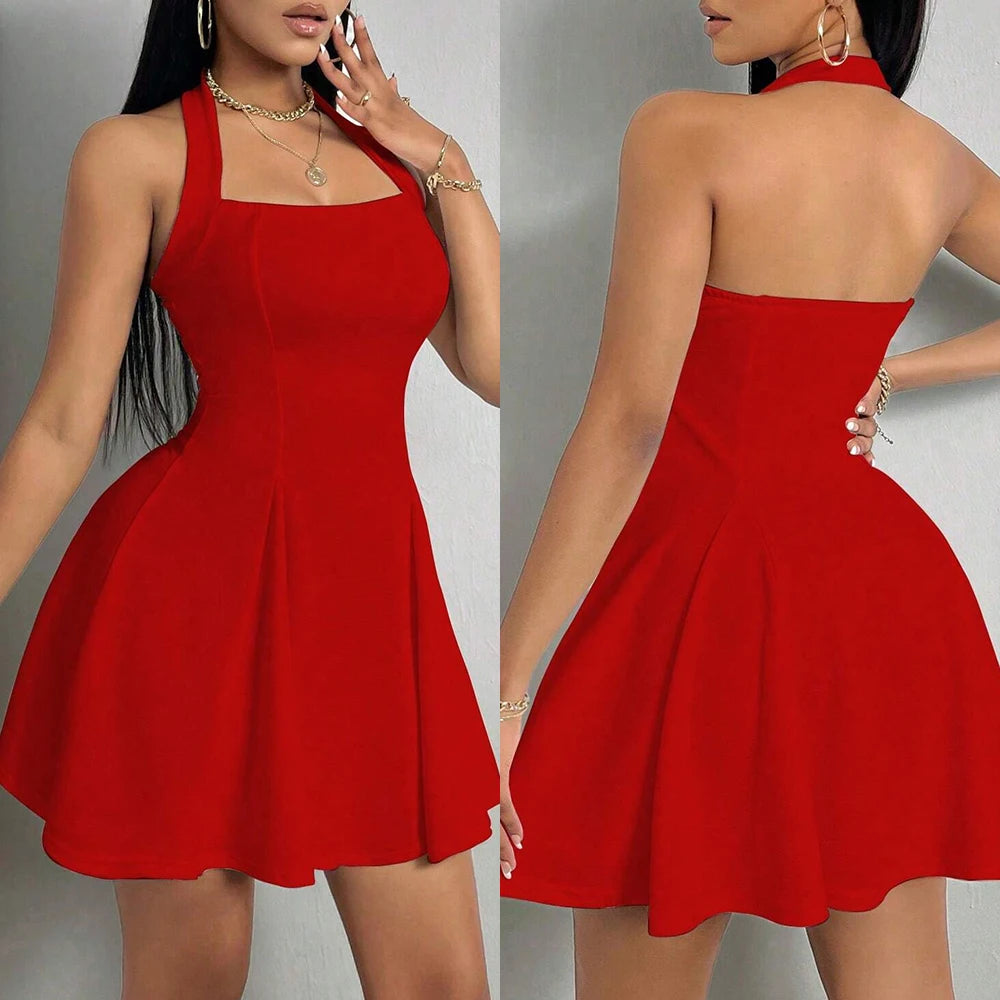 Halter Flare Mini Dress