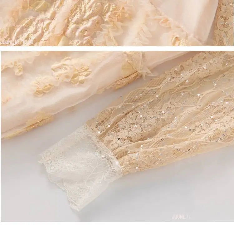 High-end French elegant collar lace Dress - Shellss