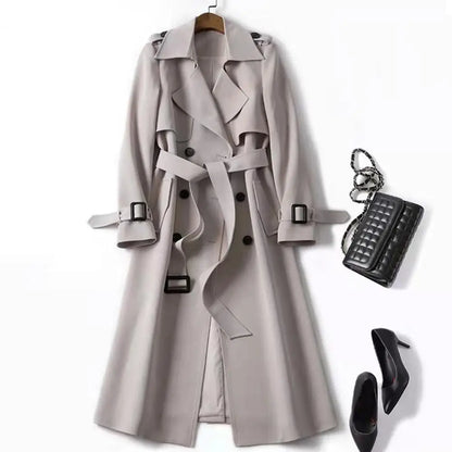 Trench Lapel Long Coats Fashion Double Breasted Jacket