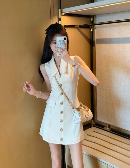 Elegant Button Mini Dress