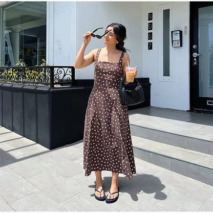 Elegant Women Polka Dot Midi