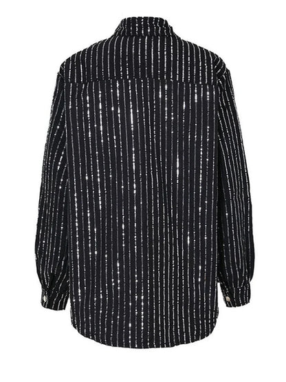 Blue Sequins Striped shirt