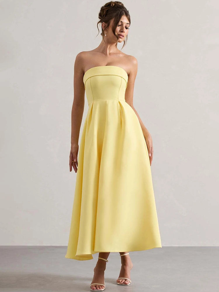 Strapless Midi Dress A-Line - Shellss