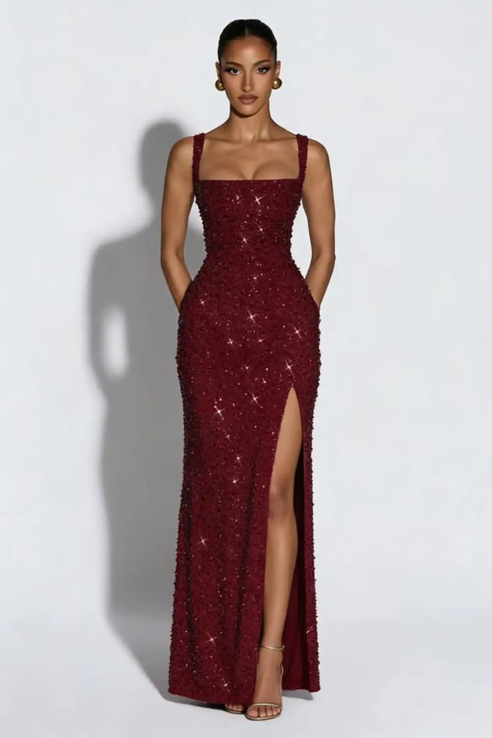 Eightale Sequin Prom Dress for Women Sparkly Mermaid Long Backless Formal Evening Party Gown with Slit