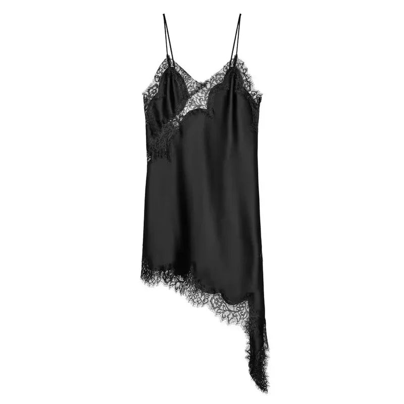 Lace Trim Asymmetrical Top Zara Vibes - Shellss