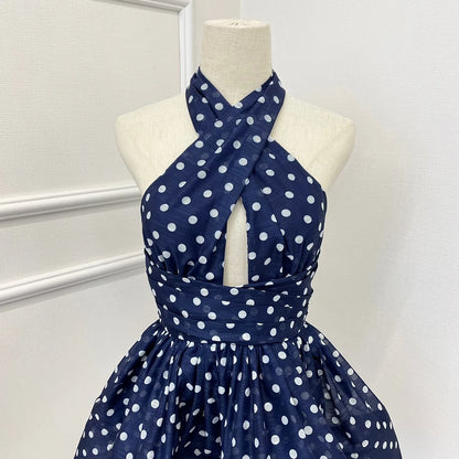 Vintage polka dots navy Dress