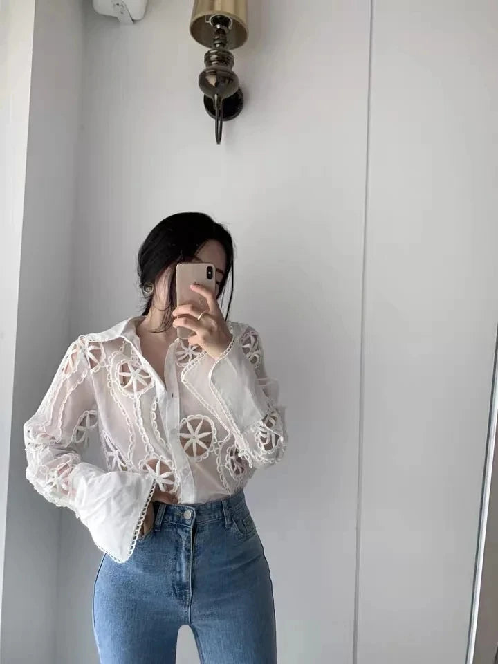 Embroidery lace royal lake como Shirt