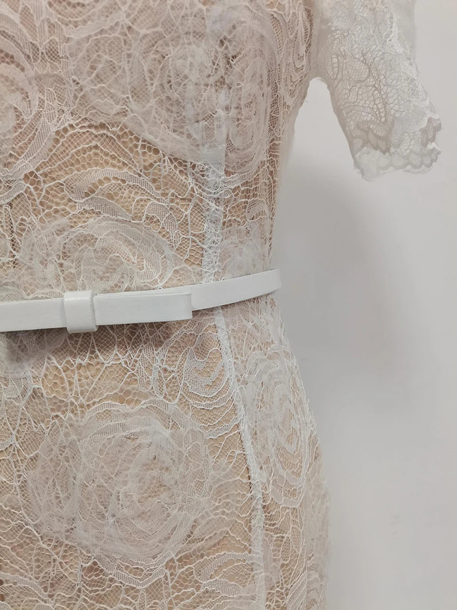 Self portrait clio vibes white lace midi