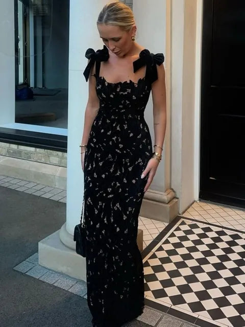 Lace Crochet Bow Tie Dress