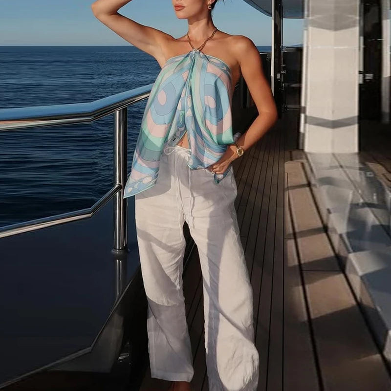 Pucci Halter Tank Tops - Shellss