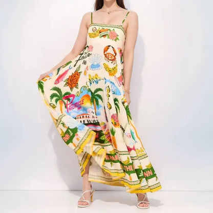 Graffiti multi Print summer Midi paradise