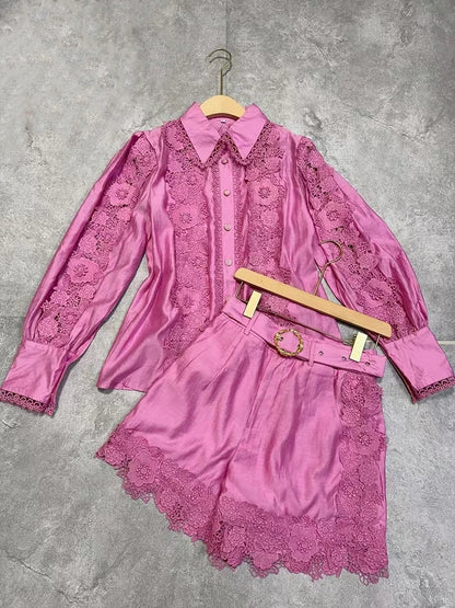 1 Retro Luxury Lace Shorts Set
