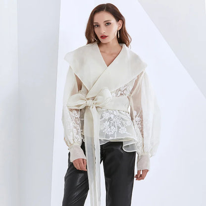 25 Embroidery High end Sheer Top