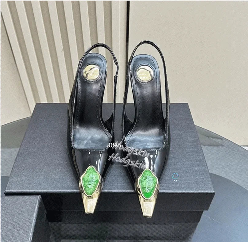 Gemstone Heels Gold Thin