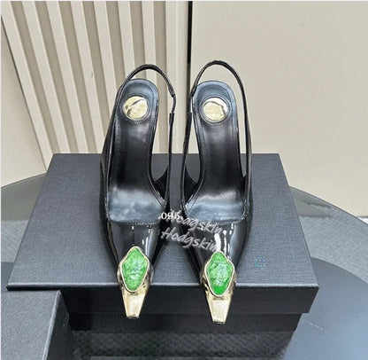 Gemstone Heels Gold Thin