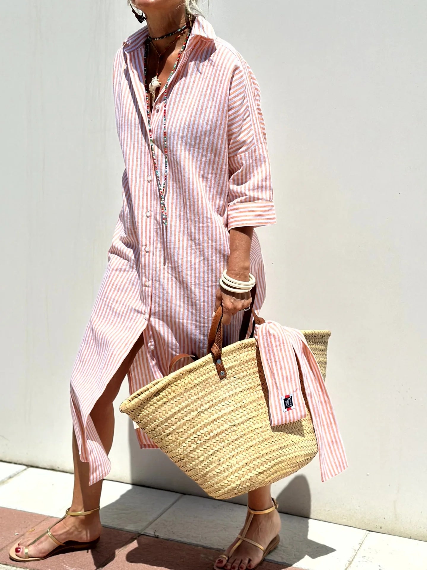 Striped Side Split Dress