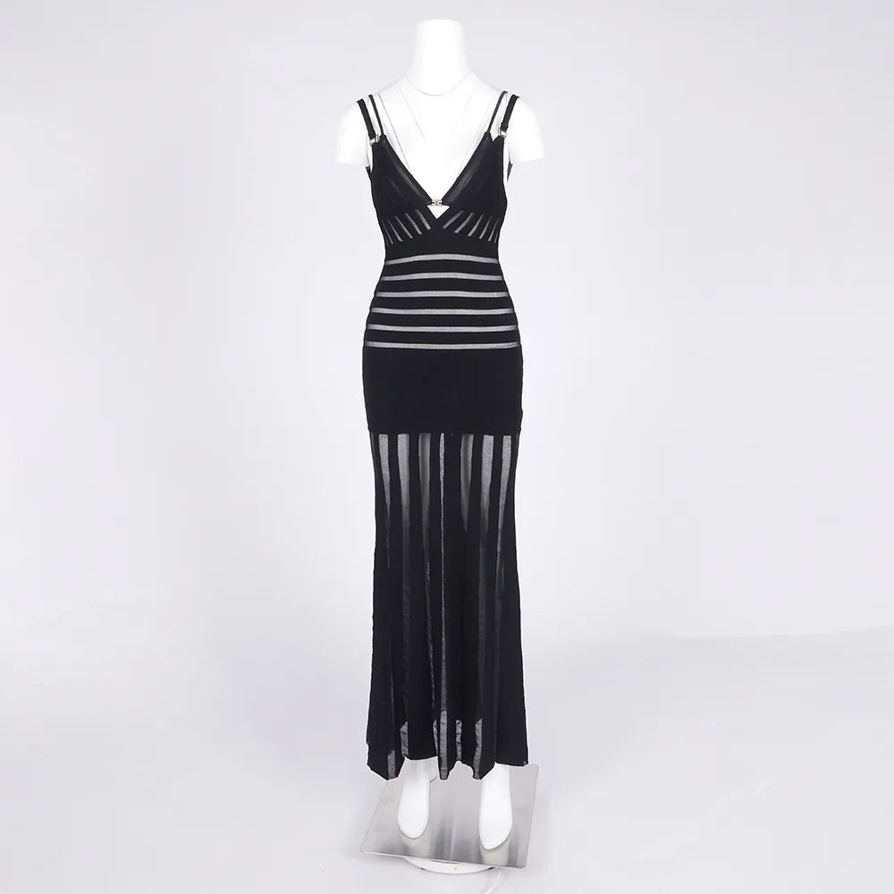 Semi Sheer Black Dress- Party Premium collection