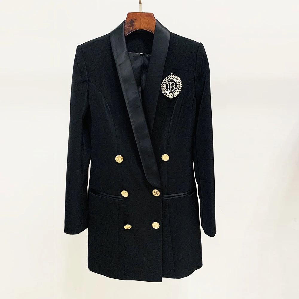 Party Verziert Schwarz Weiß Blazer Jacke Kleid Hohe Qualität Premium