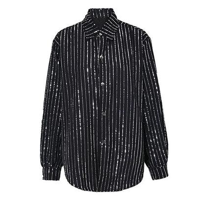 Blue Sequins Striped shirt