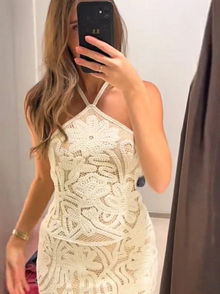 Sexy Sling Dress Women Chic Backless Lace Up Off Shoulder Skinny Hollow Out Dresses - Shellss