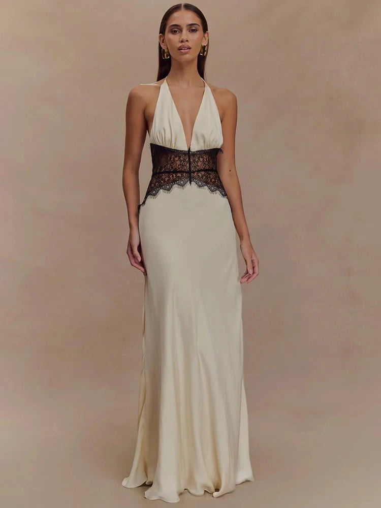 Celebrity Halter neck backless dress