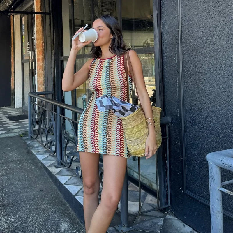 1 Knitted zig zag Mini Dress