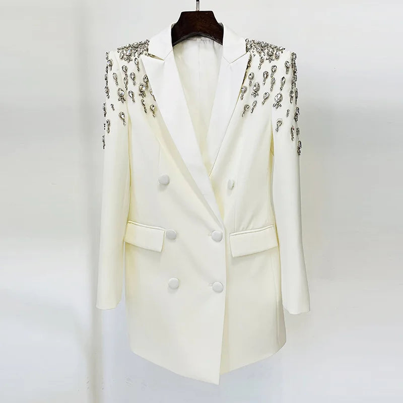 Blazer with embellishment Notched Collar Long Sleeve Beading