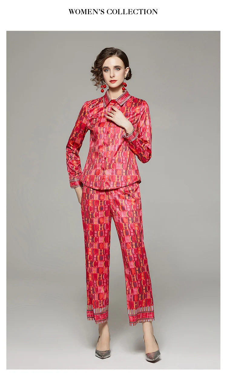 CH Versatile Letter Printed Two Piece Set of Shirt and Pants Set