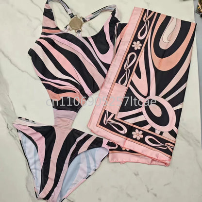 Luxury Design Pink Scarf Swimsuits