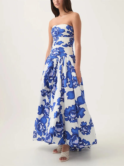 2025 blue Slit Bubble dress